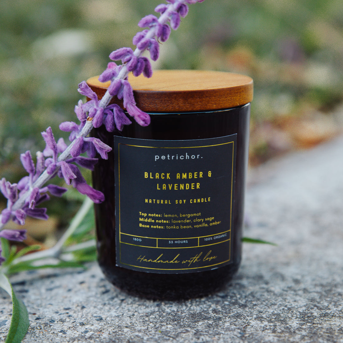 Black Amber & Lavender - Handmade Candles Australia | Petrichor